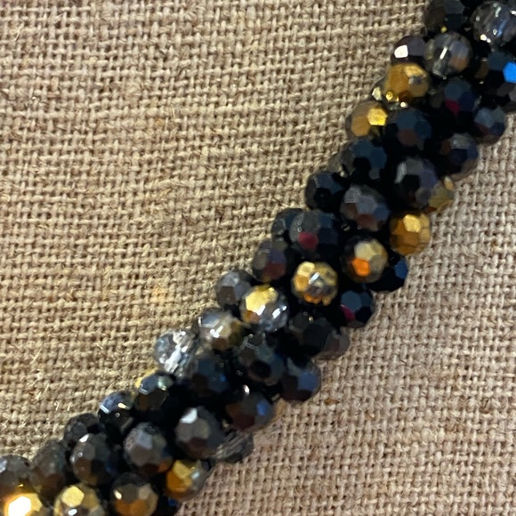 Anne Klein Necklace Signed Hangtag Vintage Black & Gold Tone Beaded Crystal Tube - Picture 5 of 5